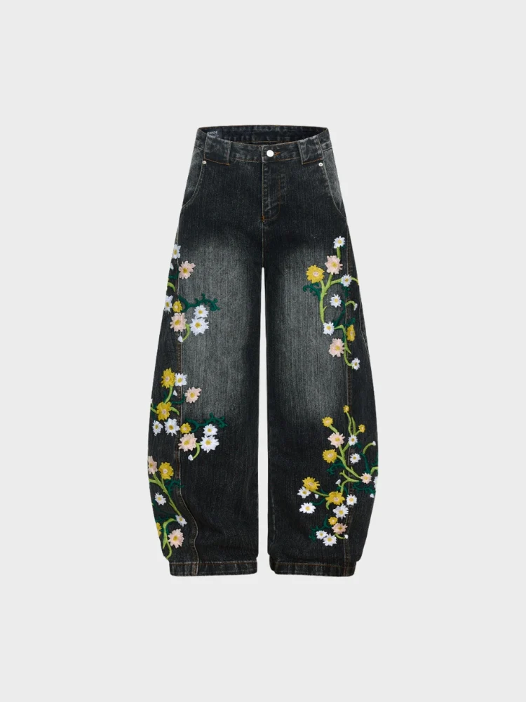 DCRB Baggy Washed Flower Denim Jeans - Image 12