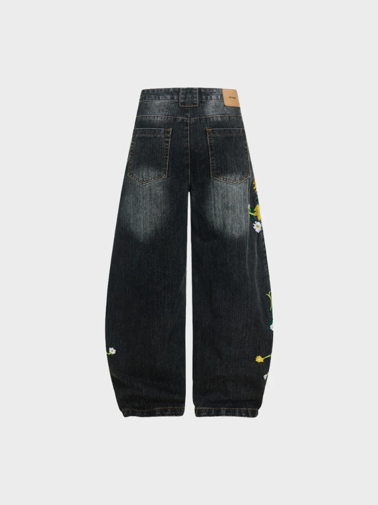 DCRB Baggy Washed Flower Denim Jeans - Image 13