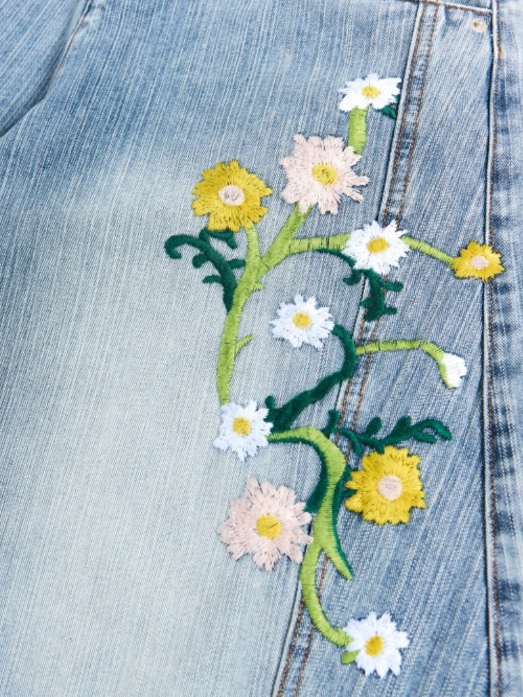 DCRB Baggy Washed Flower Denim Jeans - Image 7
