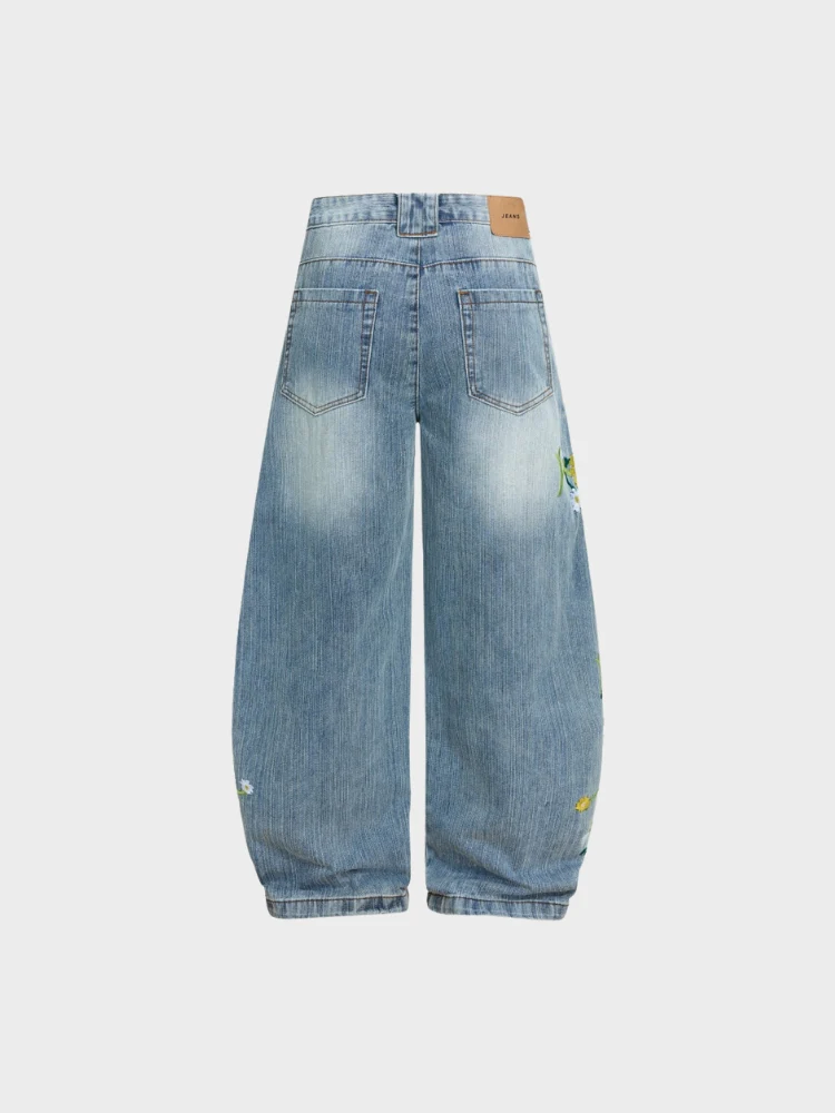 DCRB Baggy Washed Flower Denim Jeans - Image 8