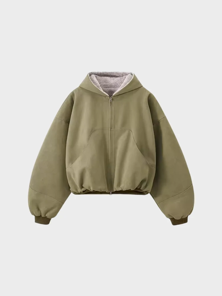 DCRB Boxy Teddy Fleece Zipper with Hoodie - Image 3
