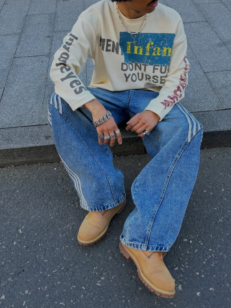 DCRB Striped Barrel Denim Jeans - Image 10