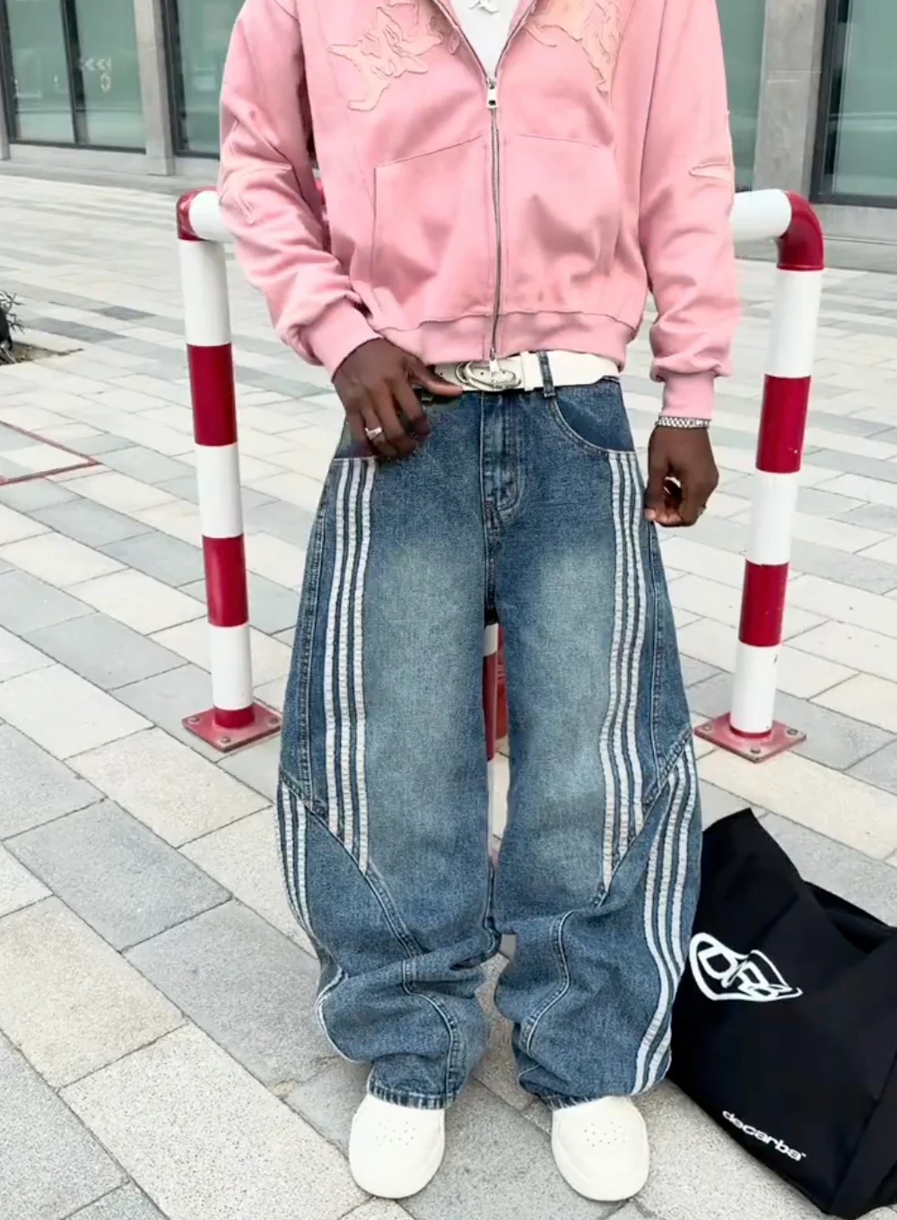 DCRB Striped Barrel Denim Jeans - Image 11