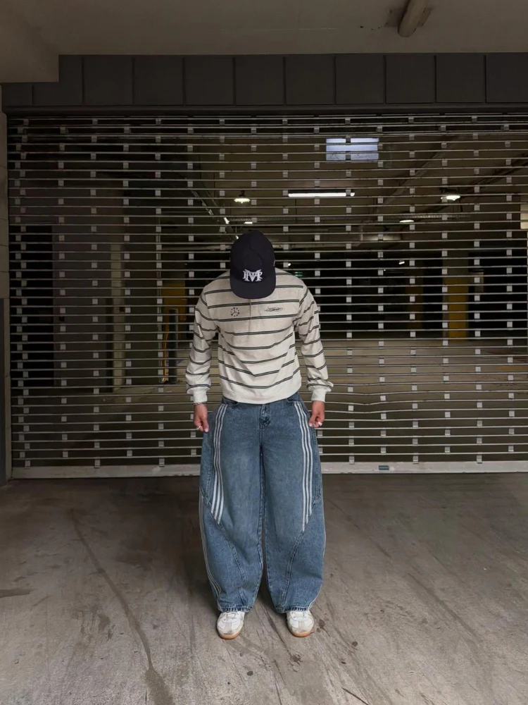 DCRB Striped Barrel Denim Jeans - Image 3