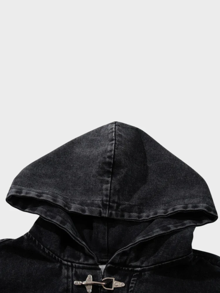DCRB Toggle Front Washed Denim Hoodie - Image 6