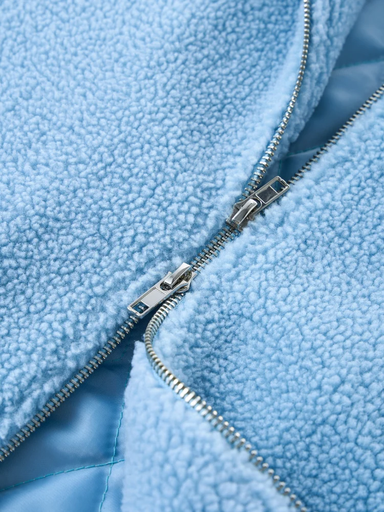 DCRB Two Tone Sherpa Fleece Jacket Blue - Image 9